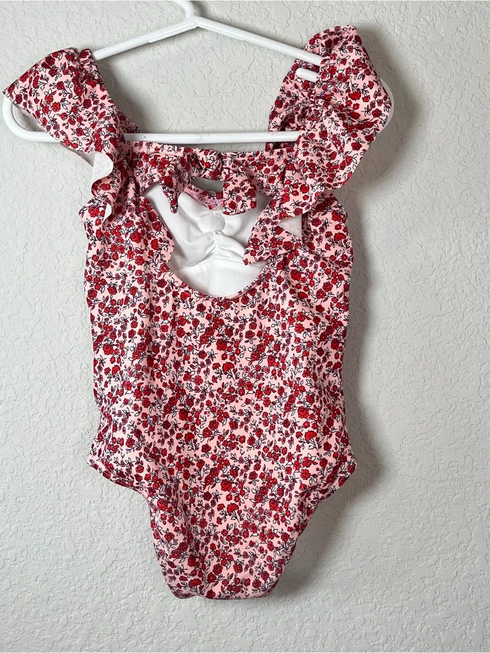 Janie and Jack Pink Floral One-Piece Ruffle Swimsuit